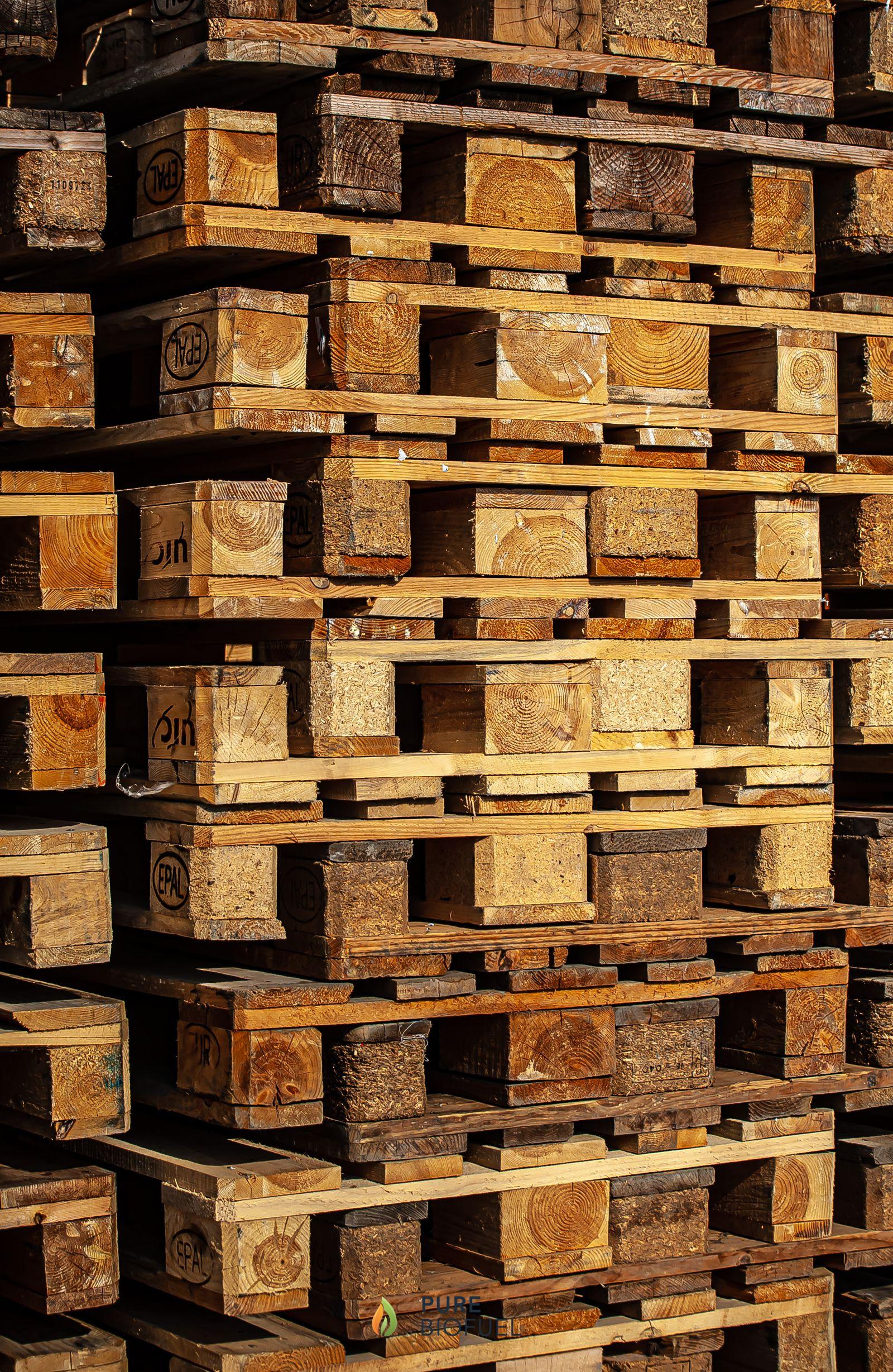 Stacked wooden pallets used for dry, off-the-ground storage